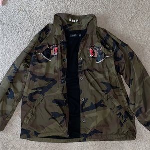 Lightly worn camo Obey wind breaker